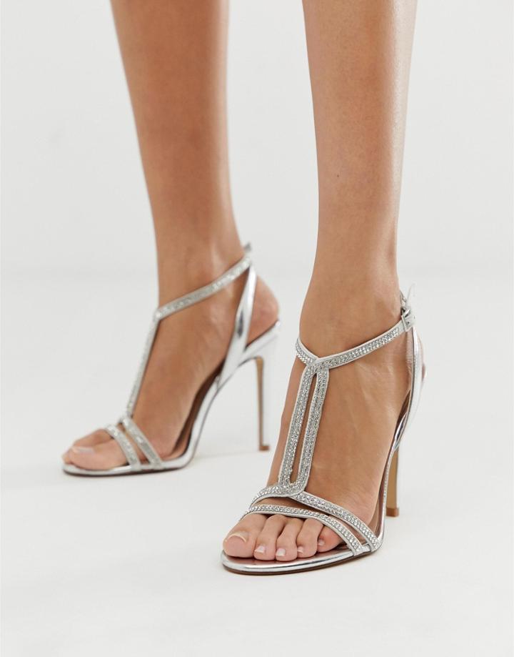 Aldo Dovyan Embellished Heeled Sandals In Silver - Silver
