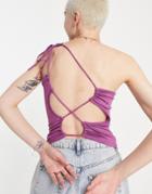 Weekday Recycled Polyester Blend One Shoulder Backless Top In Purple