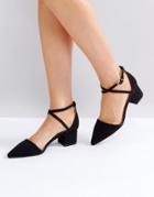 Raid Avia Black Cross Strapped Heeled Shoes - Black