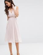 Asos Side Cut Out Midi Dress - Pink