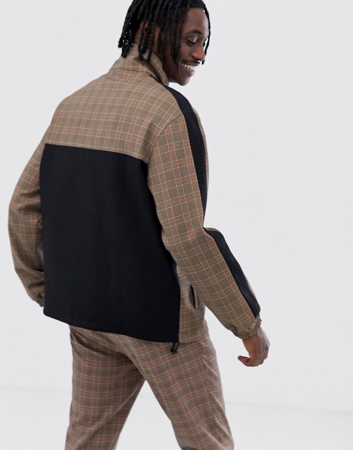 Mennace Zip Thru Jacket In Check-stone