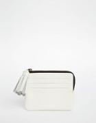 Asos Leather Coin Purse With Tassel - White