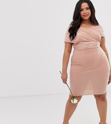 Club L London Plus Multi Way Midi Bridesmaid Dress - Pink