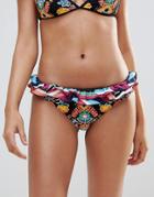 Vero Moda Frill Printed Bikini Bottoms-black