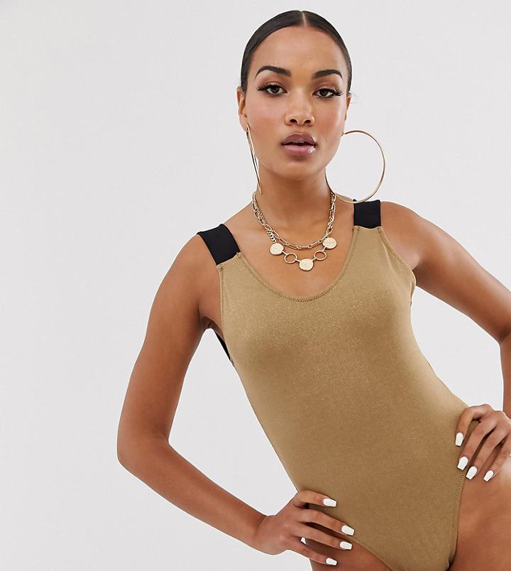 Candypants Exclusive Scoop Back Swimsuit In Gold Glitter