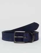 Peter Werth Navy Suede Belt With Contrast Keeper - Tan