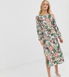 Glamorous Midi Tea Dress In Tropical Print