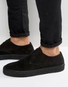 Asos Lace Up Derby Shoes In Black Suede - Black