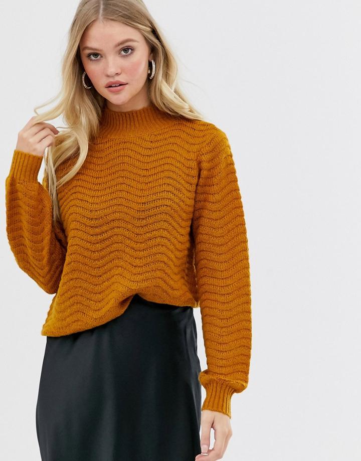 Y.a.s Textured High Neck Knitted Sweater - Brown
