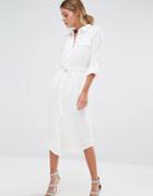 Oasis Pinstripe Shirt Dress - White