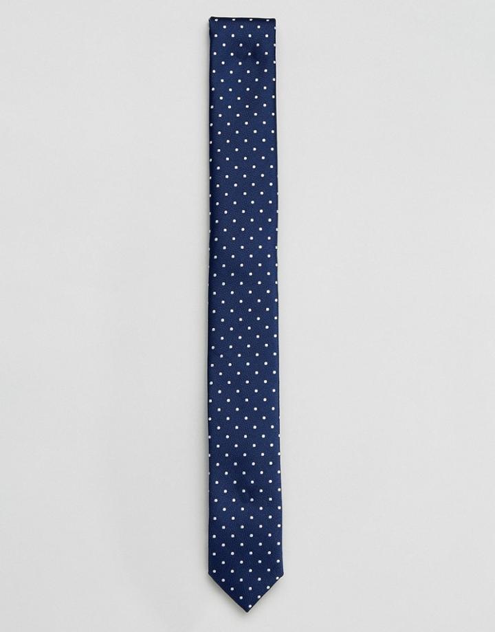 Asos Navy Polka Dot Tie - Navy