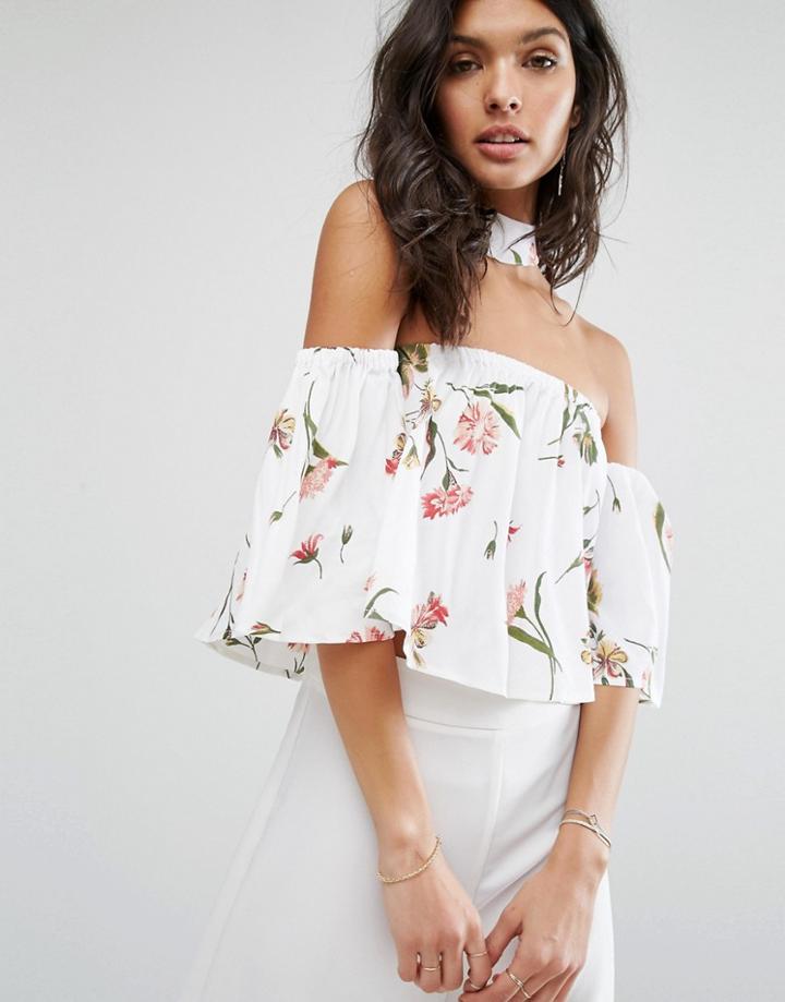 Flynn Skye Choker Detail Cold Shoulder Top - Multi