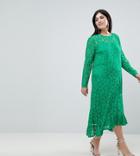 Asos Design Curve Lace Midi Swing Dress - Green