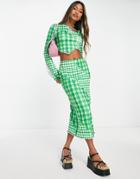 Only Maxi Skirt In Green Gingham - Part Of A Set