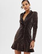 Y.a.s Glittery Peplum Hem Blazer Dress - Black
