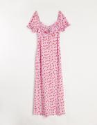 Topshop Woven Floral Bardot Midi Dress In Pink