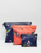 Ted Baker Fit To A T Triple Pouch In Tropical Oasis Print - Multi