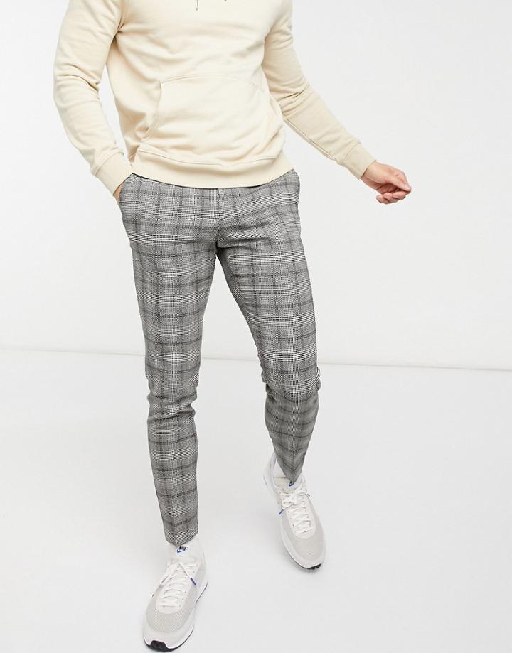 Asos Design Super-skinny Smart Pants In Plaid-black