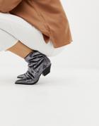 Asos Design Annie Silver Sequin Western Boots - Silver