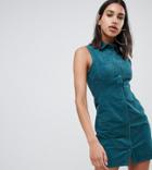 Boohoo Sleeveless Cord Dress - Green