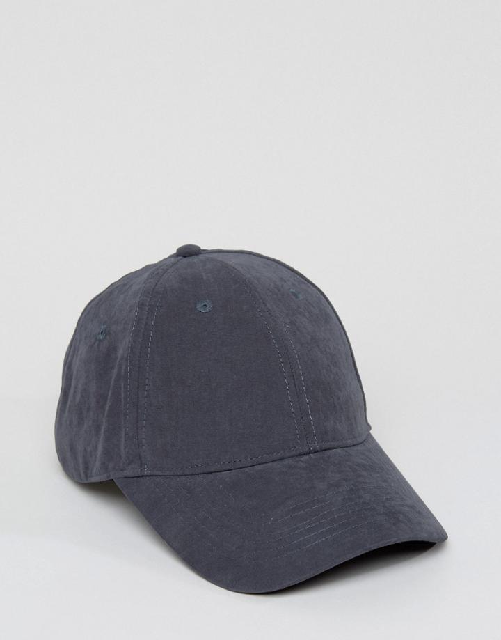 Asos Baseball Cap In Navy Peached Texture - Navy