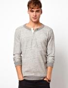 Diesel Long Sleeve Top Slack Waffle Grandad - Gray