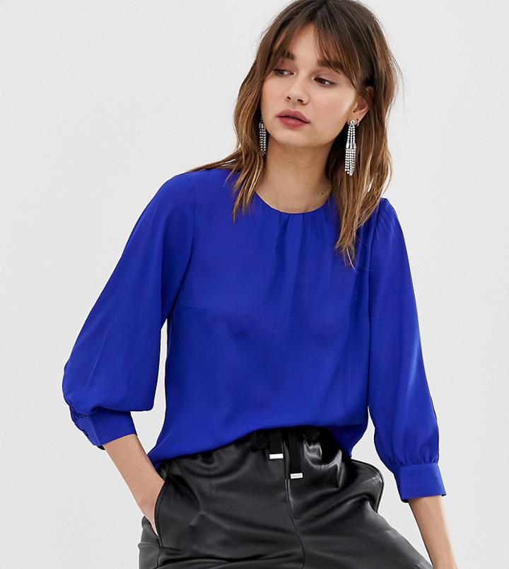 Warehouse Blouse With Bubble Sleeves In Blue - Blue
