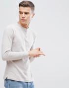 D-struct Grandad Neck Long Sleeve Top - Stone