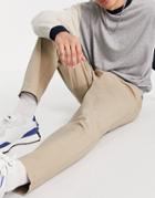 Topman Organic Cotton Blend Relaxed Chinos In Stone-neutral