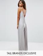 Missguided Tall Metallic Back Detail Jumpsuit - Silver