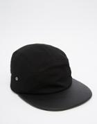 Asos 5 Panel Cap In Black Mesh And Bungee Cord Adjuster - Black