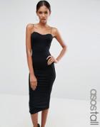 Asos Tall Strappy Midi Bodycon With Seam Detail Dress - Black