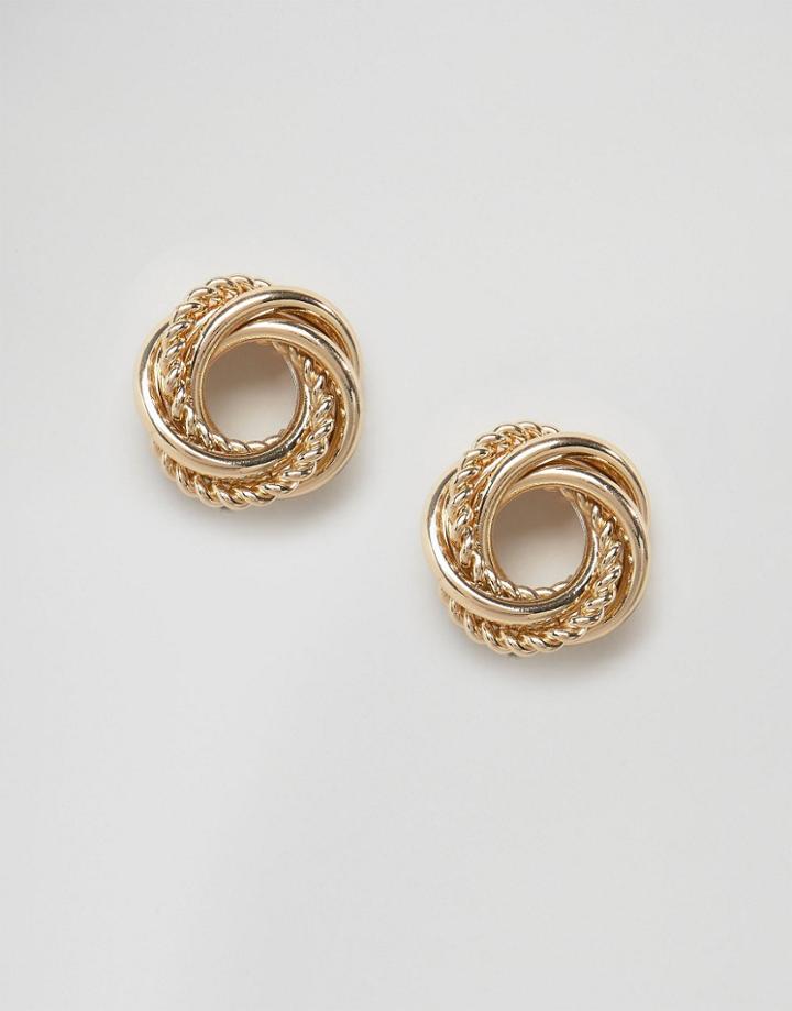Nylon Twist Stud Earrings - Gold