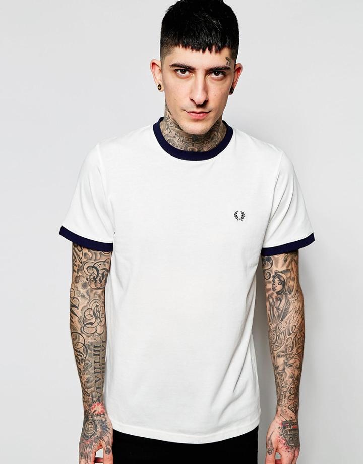 Fred Perry Ringer T-shirt With Logo - White