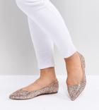 Asos Design Latch Wide Fit Pointed Ballet Flats - Gold