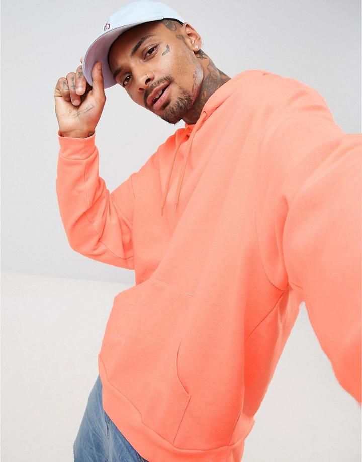 Asos Oversized Hoodie In Fluro Orange - Orange