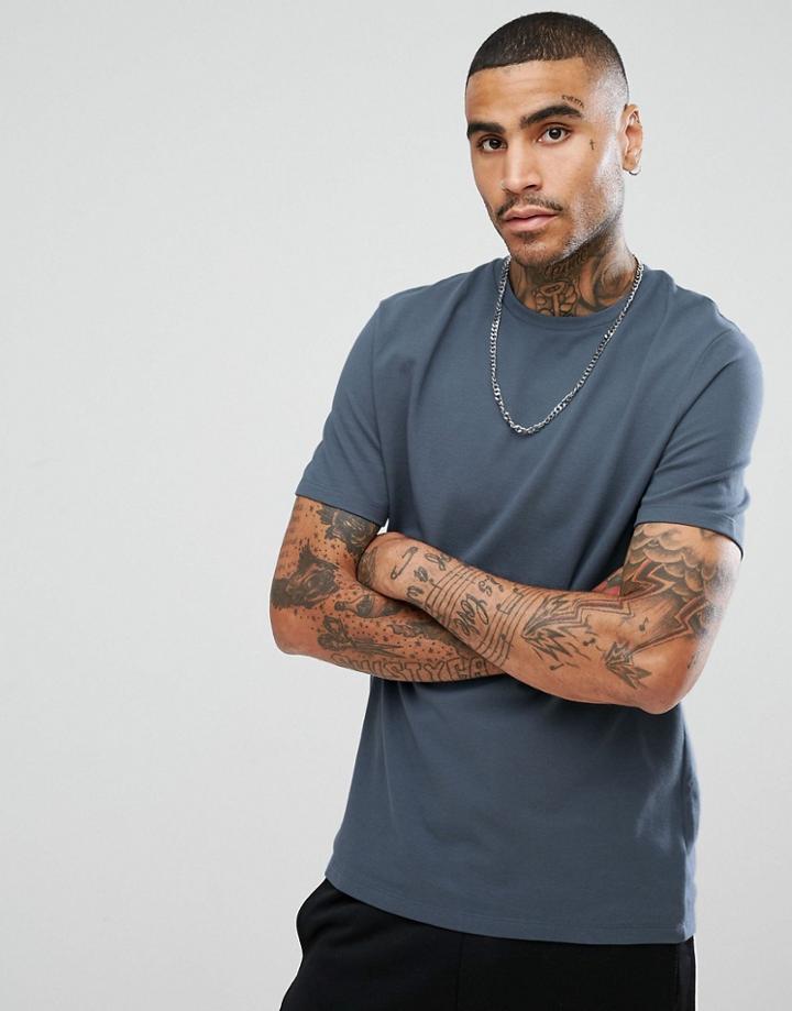 Asos Relaxed Fit T-shirt In Pique - Gray