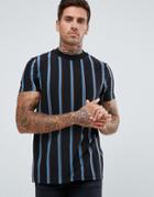 Asos T-shirt With Vertical Bright Stripe - Black