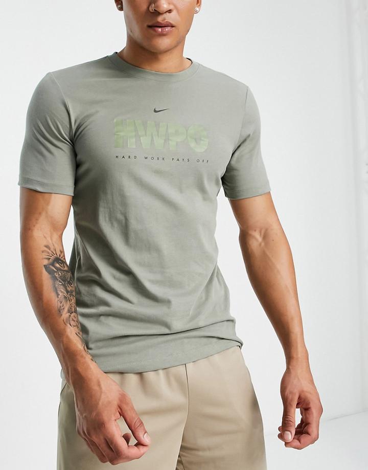 Nike Training Dri-fit Graphic T-shirt In Khaki-green