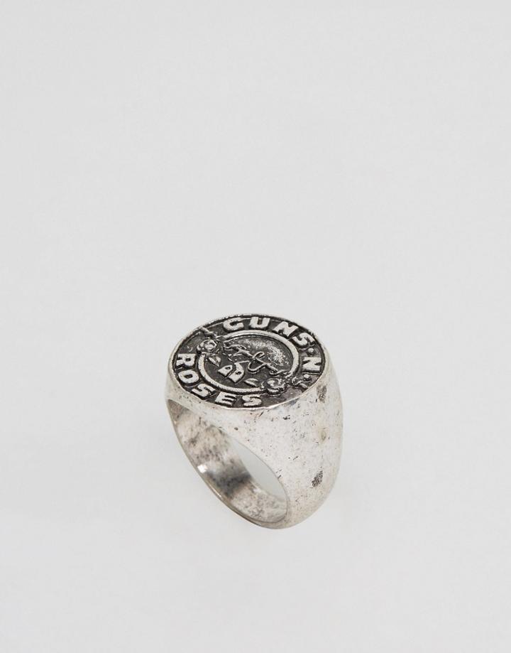 Sacred Hawk Guns N Roses Signet Ring - Silver