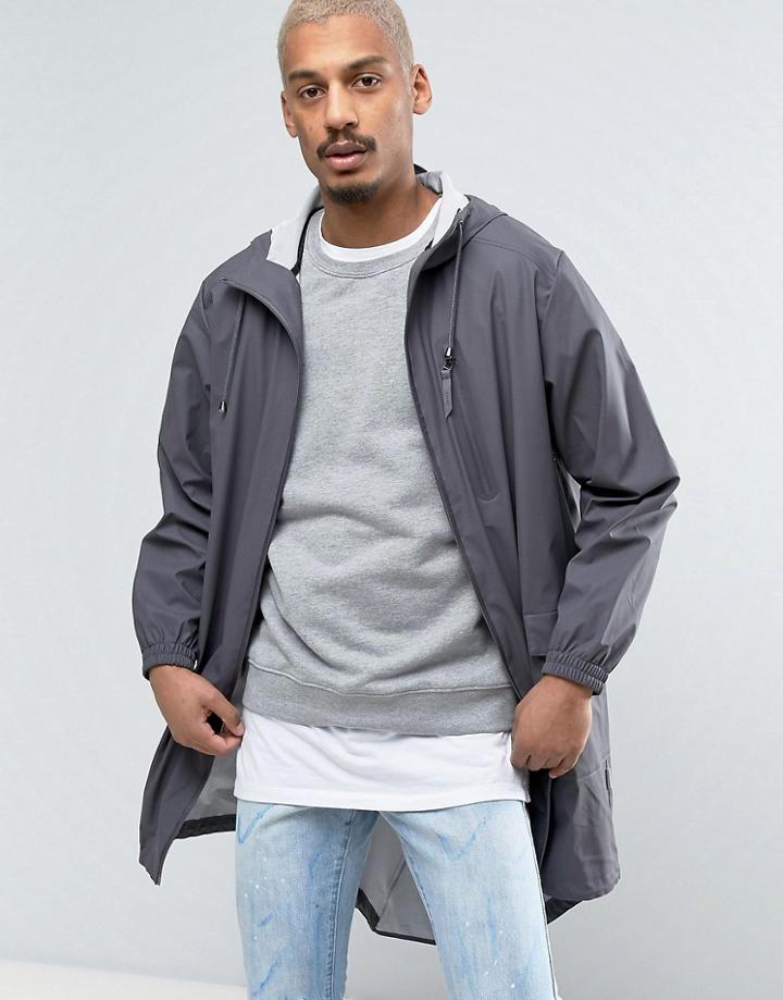 Rains Parka Hooded Jacket Waterproof In Gray - Gray