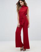 Unique 21 Open Side High Neck Jumpsuit - Red