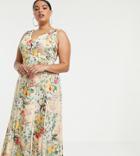 Asos Design Curve Ruffle Wrap Maxi Dress With Tie Detail In Floral Print - Multi