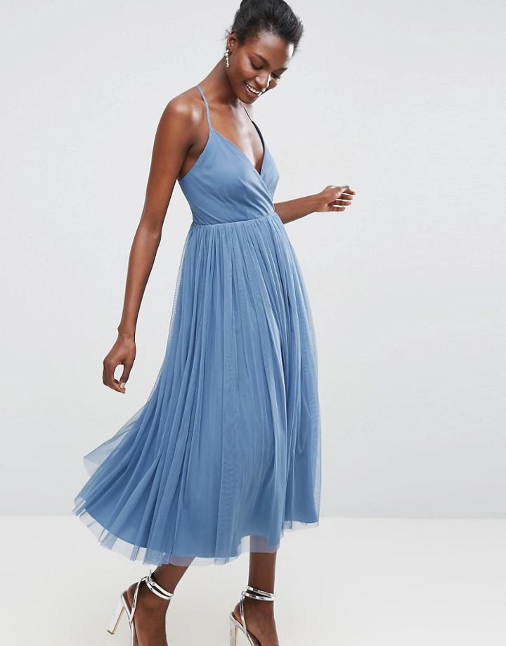 Asos Pinny Extreme Tulle Mesh Midi Dress - Multi
