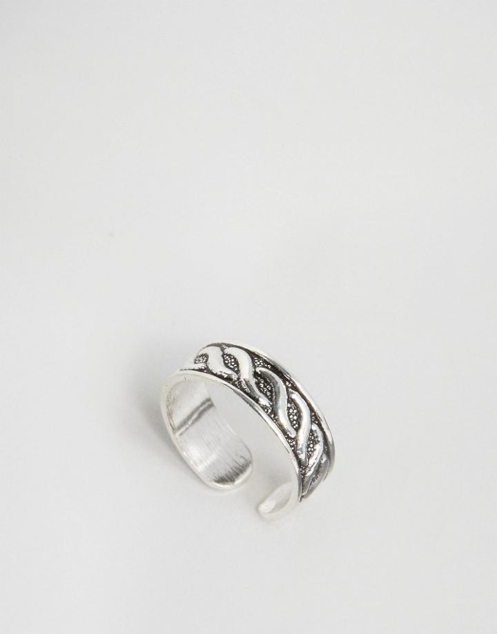 Asos Sterling Silver Plaited Toe Ring - Silver