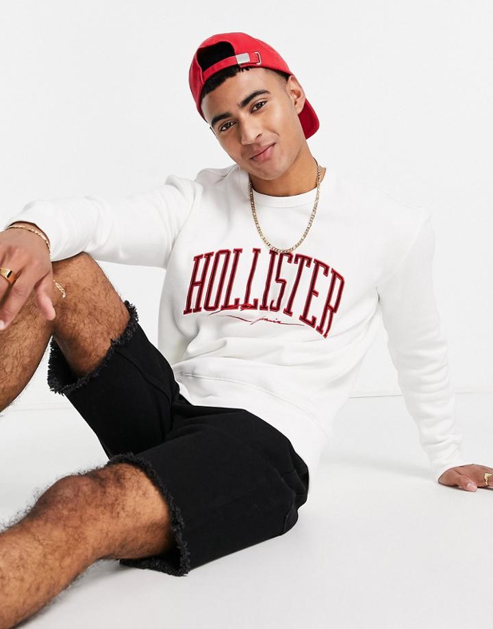 Hollister Varsity Logo Sweatshirt In White