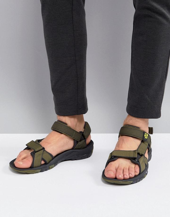 Jack Wolfskin Lakewood Ride Sandals In Khaki - Green