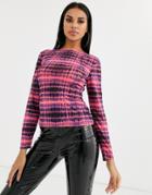 Ivyrevel Mesh Long Sleeve Top In Pink Navy Tie Dye - Multi