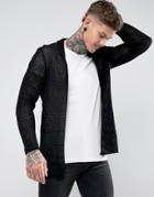 Asos Mesh Waterfall Cardigan In Black - Black