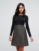 Traffic People Double Take Dress With Jacquard Skirt - Multi